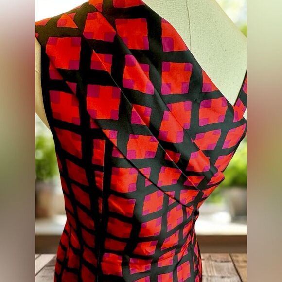 🔥 Marc by Marc Jacobs 100% Silk Sash Red Check Cocktail Dress Size 2 - Picture 10 of 13